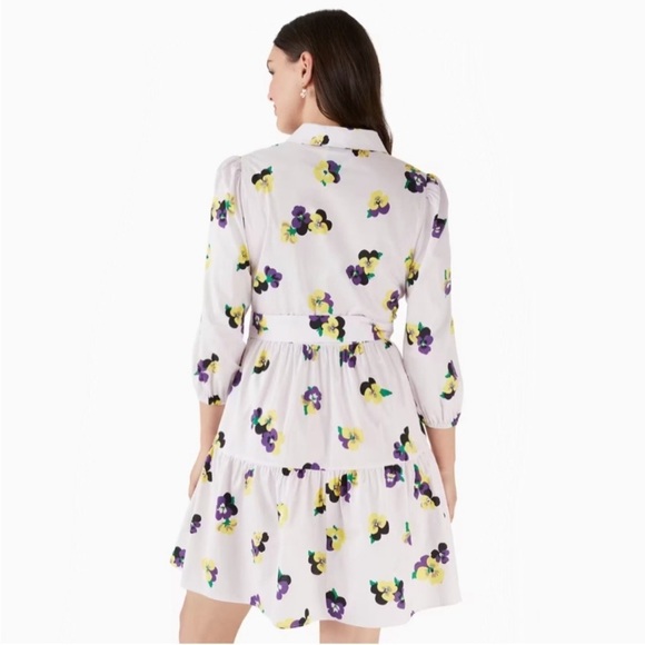 ♠️Kate Spade Pansy Toss Floral Printed Tie Waist Shirtdress NWT - Picture 2 of 12